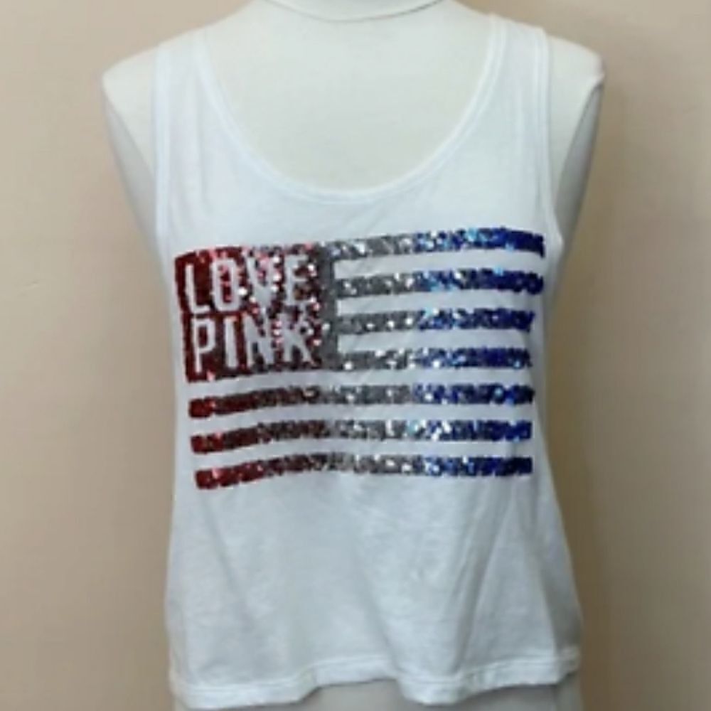 VS PINK Sequined Flag Tank Top